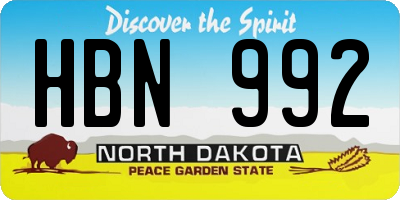 ND license plate HBN992