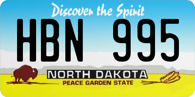 ND license plate HBN995