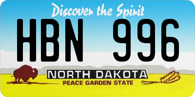 ND license plate HBN996