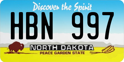 ND license plate HBN997