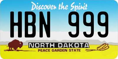 ND license plate HBN999