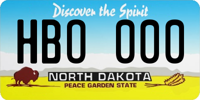 ND license plate HBO000