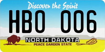 ND license plate HBO006