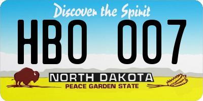ND license plate HBO007