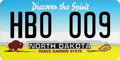 ND license plate HBO009