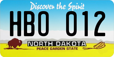 ND license plate HBO012