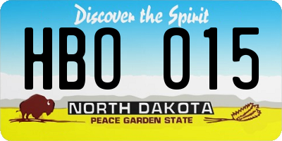 ND license plate HBO015
