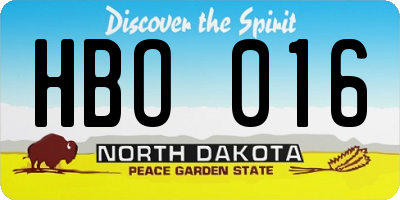 ND license plate HBO016