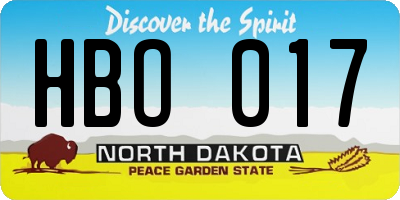 ND license plate HBO017