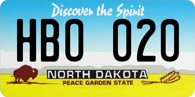ND license plate HBO020