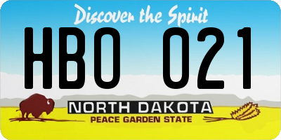 ND license plate HBO021