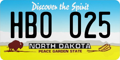 ND license plate HBO025