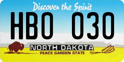 ND license plate HBO030