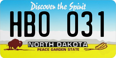 ND license plate HBO031