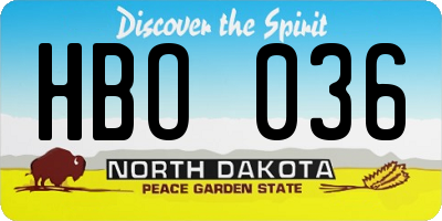 ND license plate HBO036