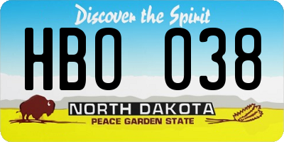 ND license plate HBO038