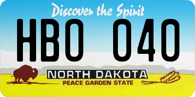 ND license plate HBO040