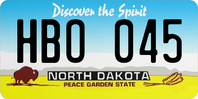 ND license plate HBO045