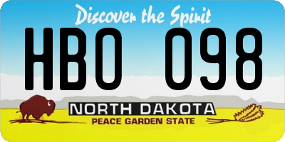 ND license plate HBO098