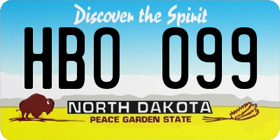 ND license plate HBO099