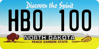 ND license plate HBO100