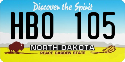 ND license plate HBO105
