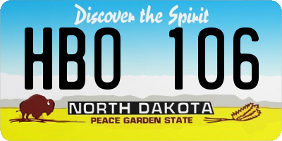 ND license plate HBO106