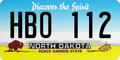 ND license plate HBO112