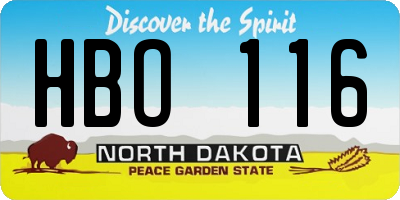 ND license plate HBO116