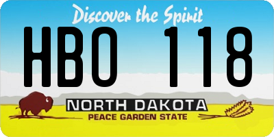 ND license plate HBO118