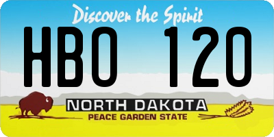 ND license plate HBO120