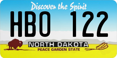 ND license plate HBO122
