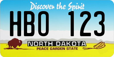 ND license plate HBO123