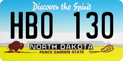 ND license plate HBO130
