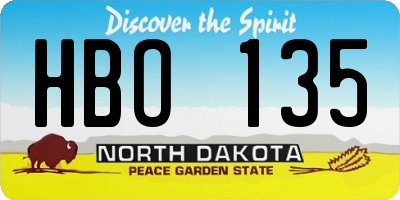 ND license plate HBO135