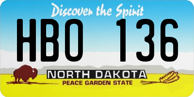 ND license plate HBO136
