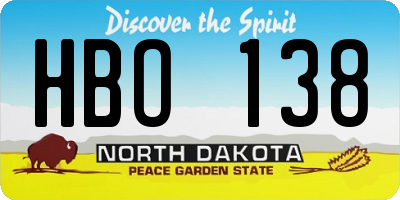 ND license plate HBO138