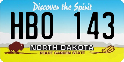 ND license plate HBO143