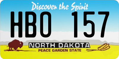ND license plate HBO157