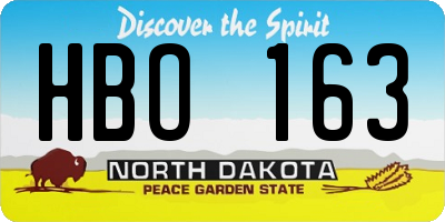 ND license plate HBO163