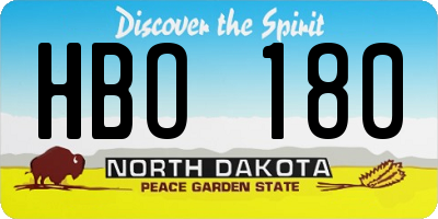 ND license plate HBO180