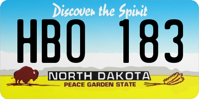 ND license plate HBO183