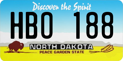 ND license plate HBO188