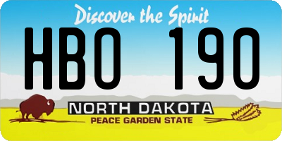 ND license plate HBO190