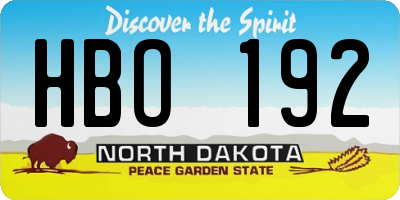 ND license plate HBO192