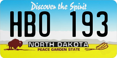 ND license plate HBO193