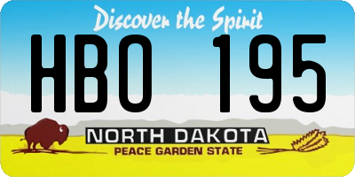 ND license plate HBO195