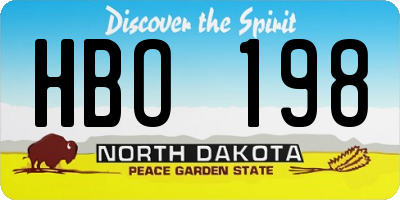 ND license plate HBO198