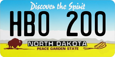 ND license plate HBO200