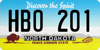 ND license plate HBO201